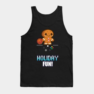 Holiday Fun - Cute Gingerbread Gamer - Graphic Novelty Gift - Holiday Saying Text Design Typographic Quote Tank Top